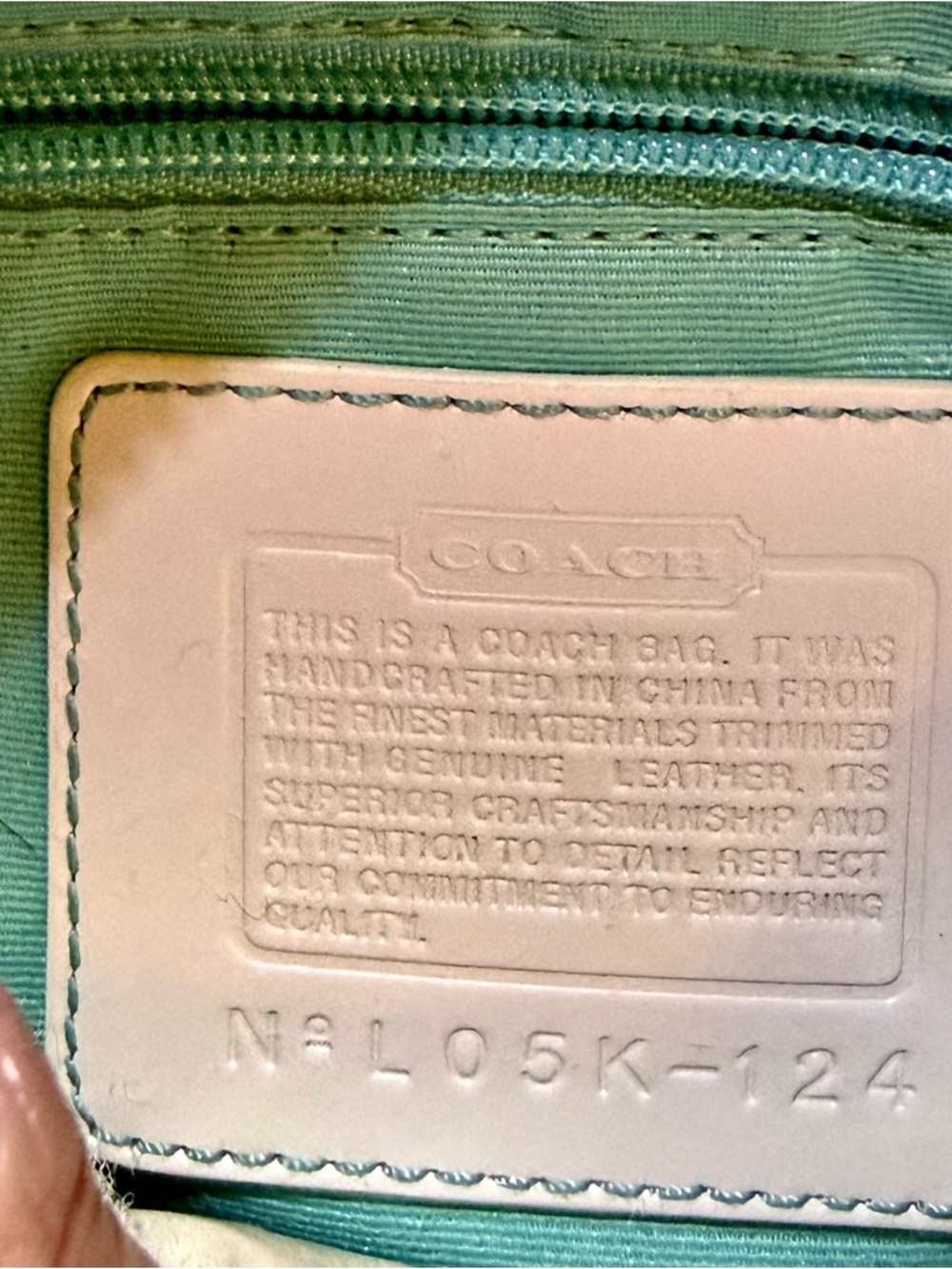 Coach Light Blue and White Mini Shoulder Bag with Brown Trim - Picture 11 of 11